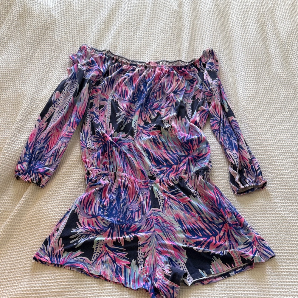 Lilly Pulitzer Pink and Blue Patterned Romper